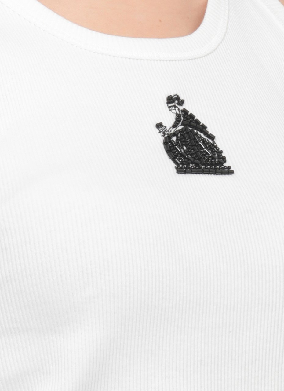 Lanvin White Embellished Sleeveless Tank Top Wit