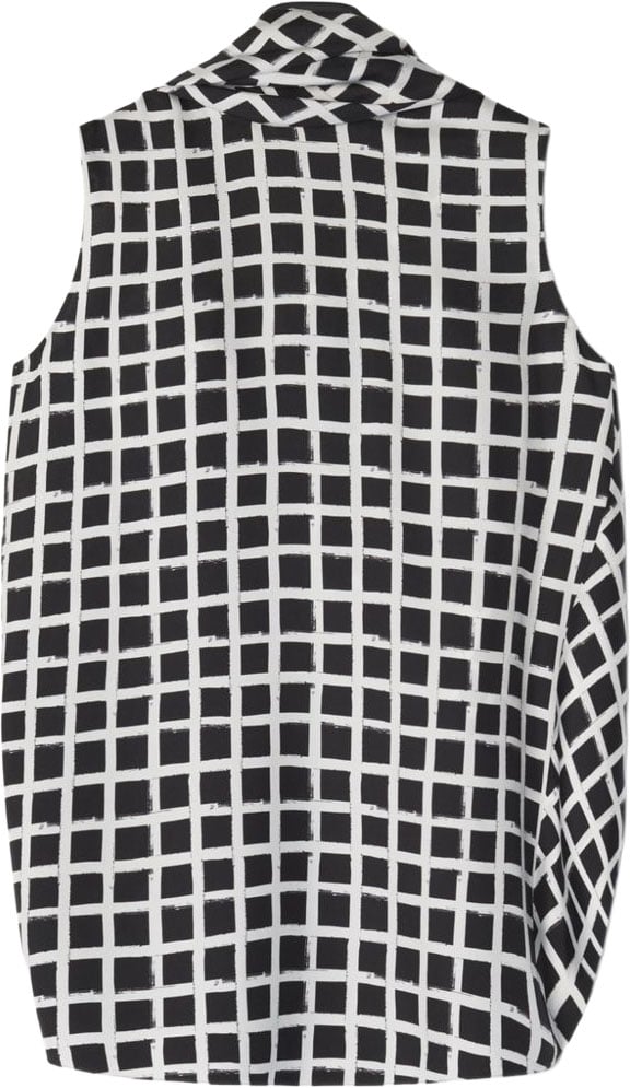 Lanvin Black White Check Knot Detail Top Grijs