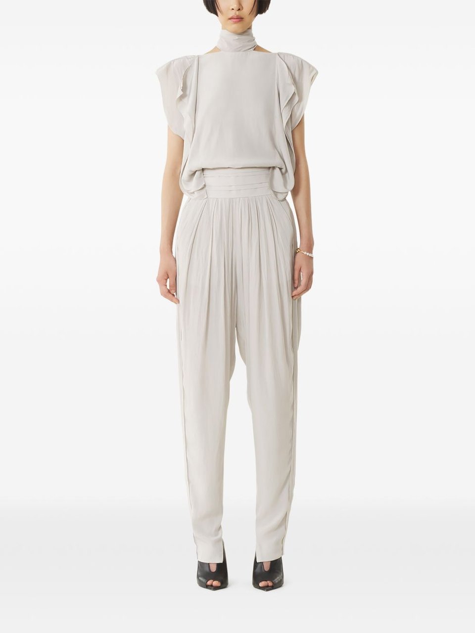 Lanvin High-Waisted Trousers with Pleated Detailing and Side Pockets Wit