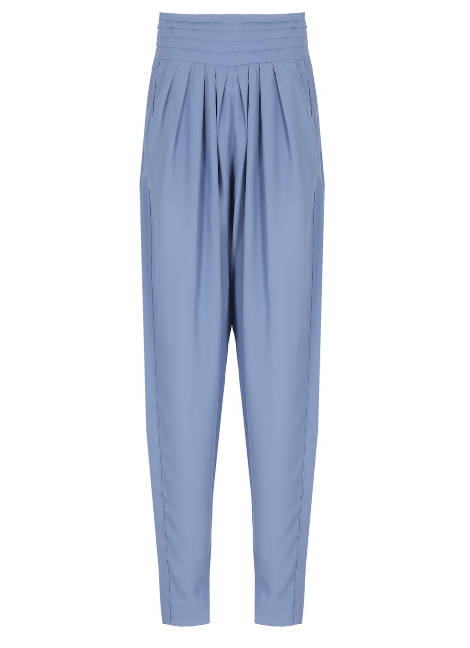 Lanvin Blue Silk-Blend Flap Pocket Pants Blauw