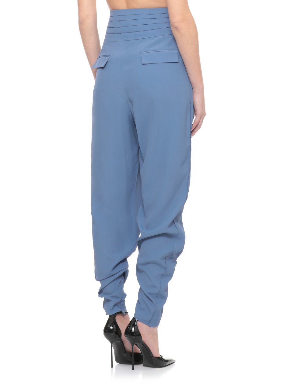 Lanvin Blue Silk-Blend Flap Pocket Pants Blauw