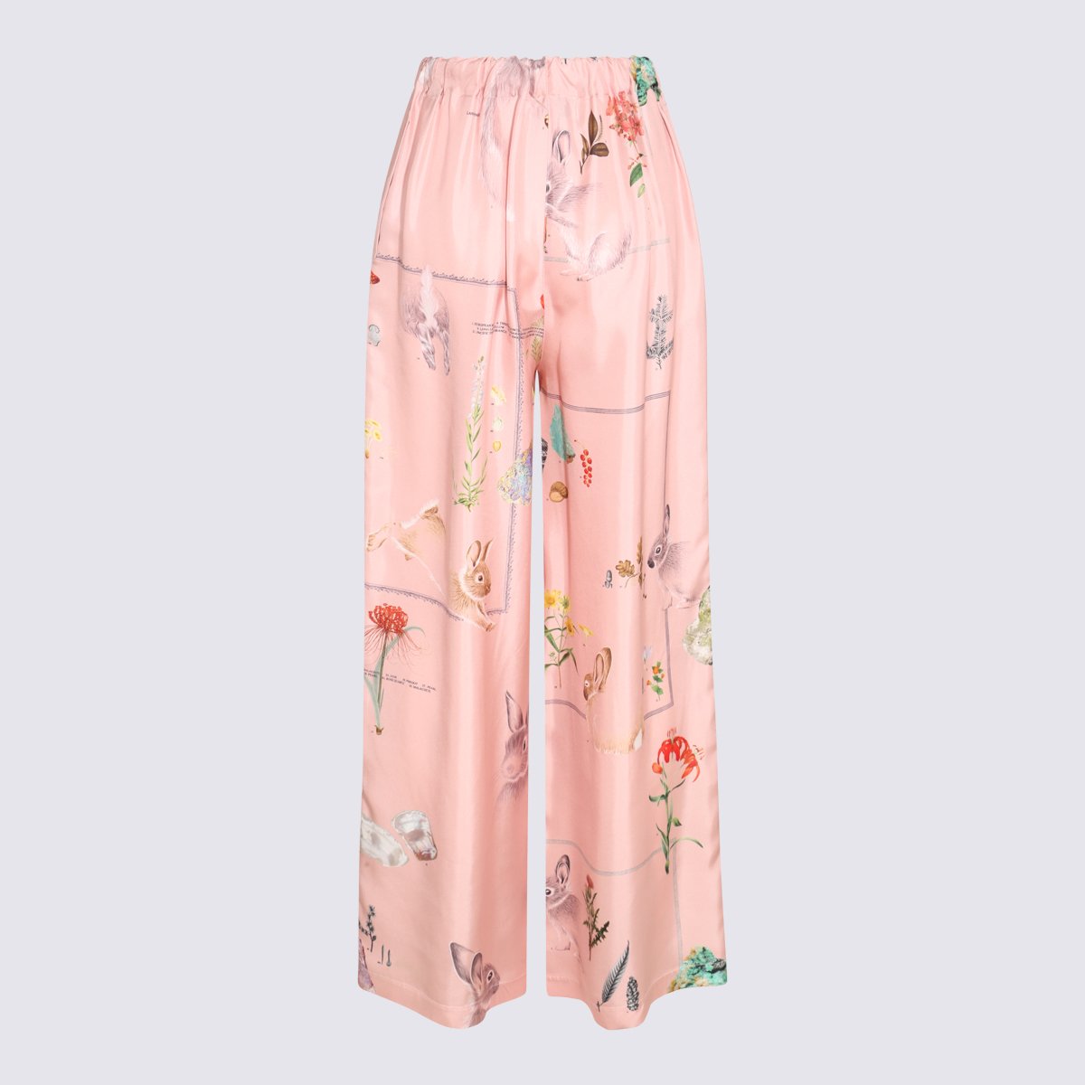 Lanvin Wide-Leg Trousers With Whimsical Animal And Floral Print Roze