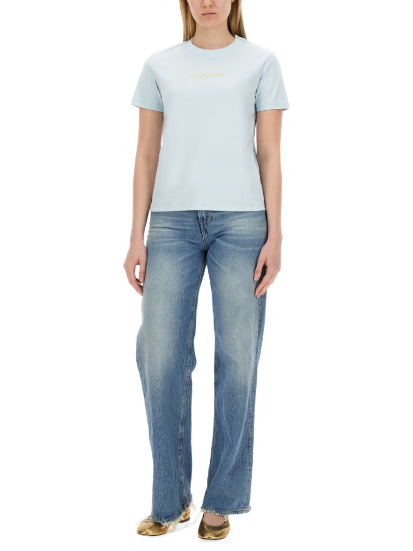 Lanvin Regular Fit T-Shirt With Signature Logo Detail Blauw