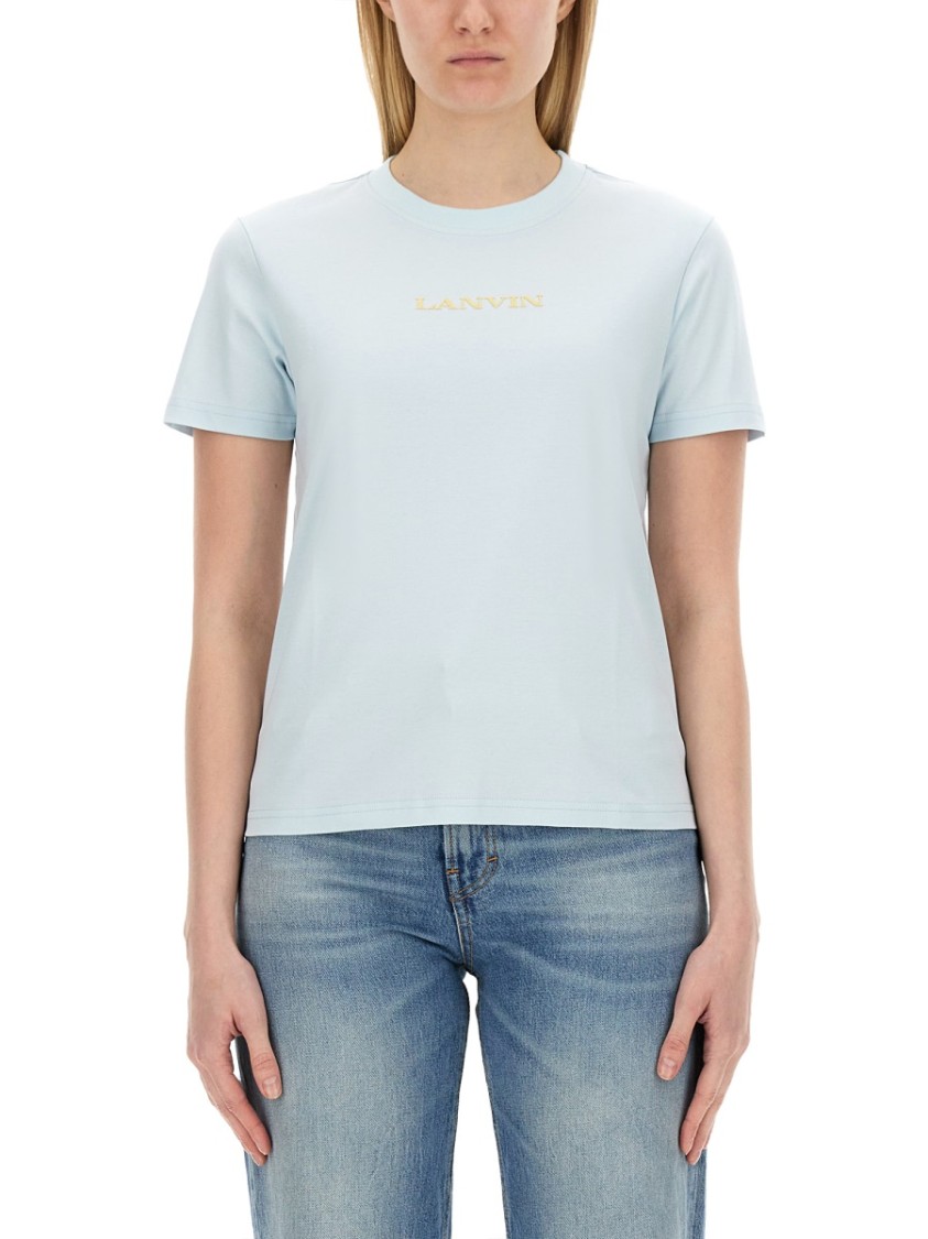 Lanvin Regular Fit T-Shirt With Signature Logo Detail Blauw