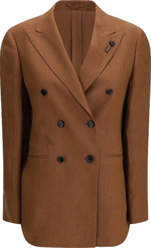 Lardini Brown Linen Blazer Bruin