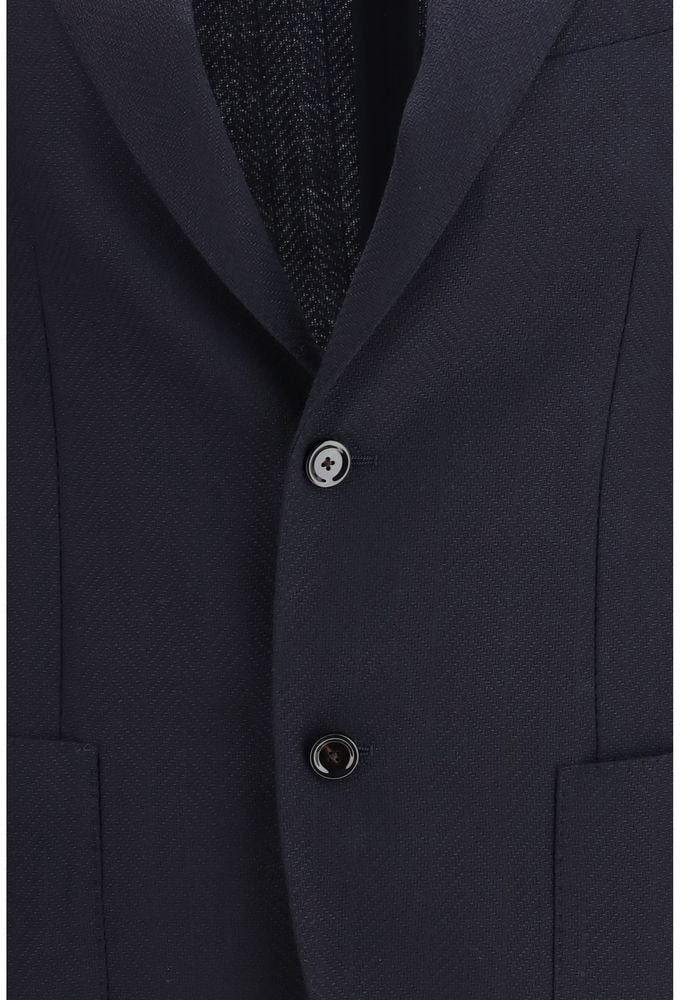 Lardini Blue Wool Blazer Blauw