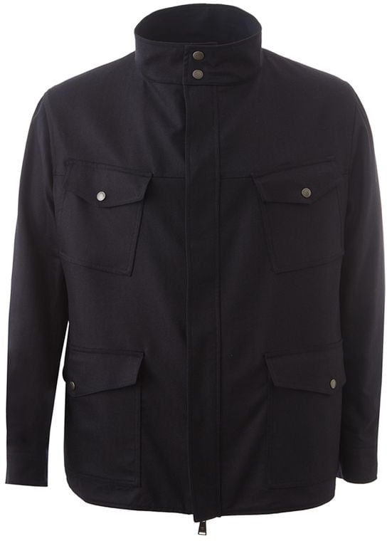 Lardini Blue Wool Coat Blauw