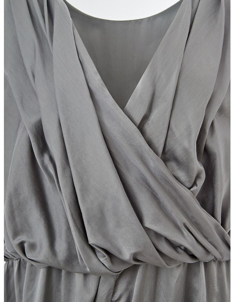 Lardini Gray Silk Casual Dress Grijs
