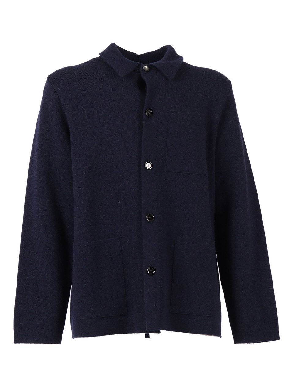 Lardini Button-Up Wool Jacket with Classic Collar and Minimalist Design Zwart
