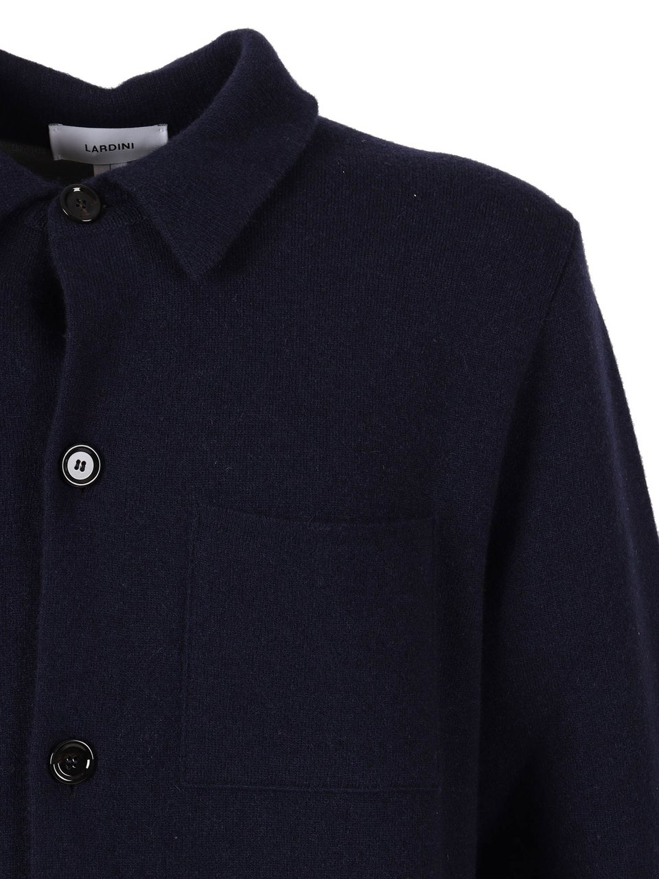 Lardini Button-Up Wool Jacket with Classic Collar and Minimalist Design Zwart