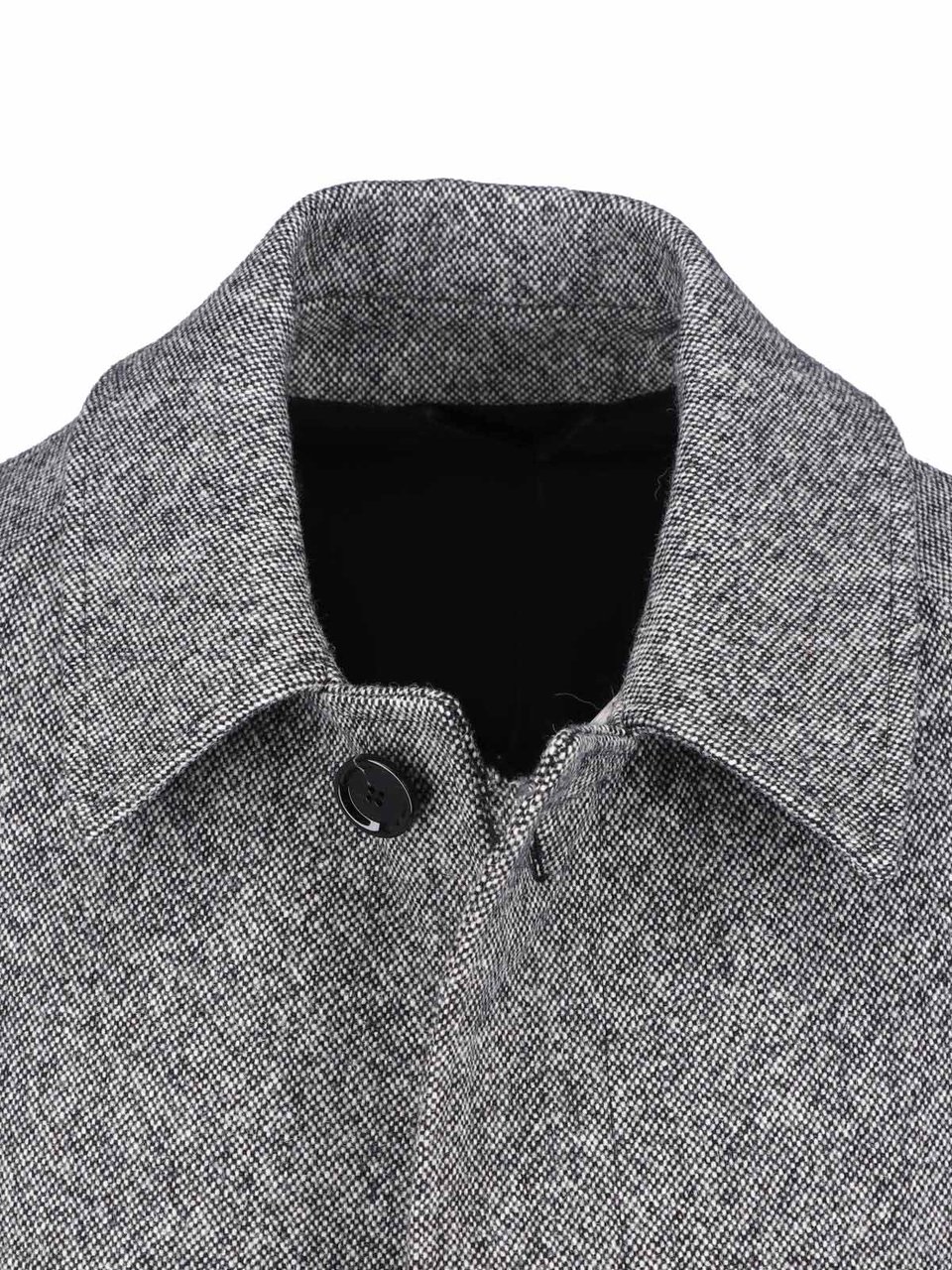 Lardini Mid-Length Wool Coat With Classic Collar Grijs
