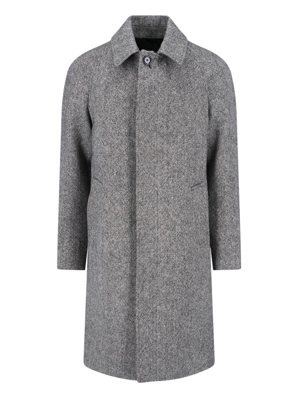 Lardini Mid-Length Wool Coat With Classic Collar Grijs