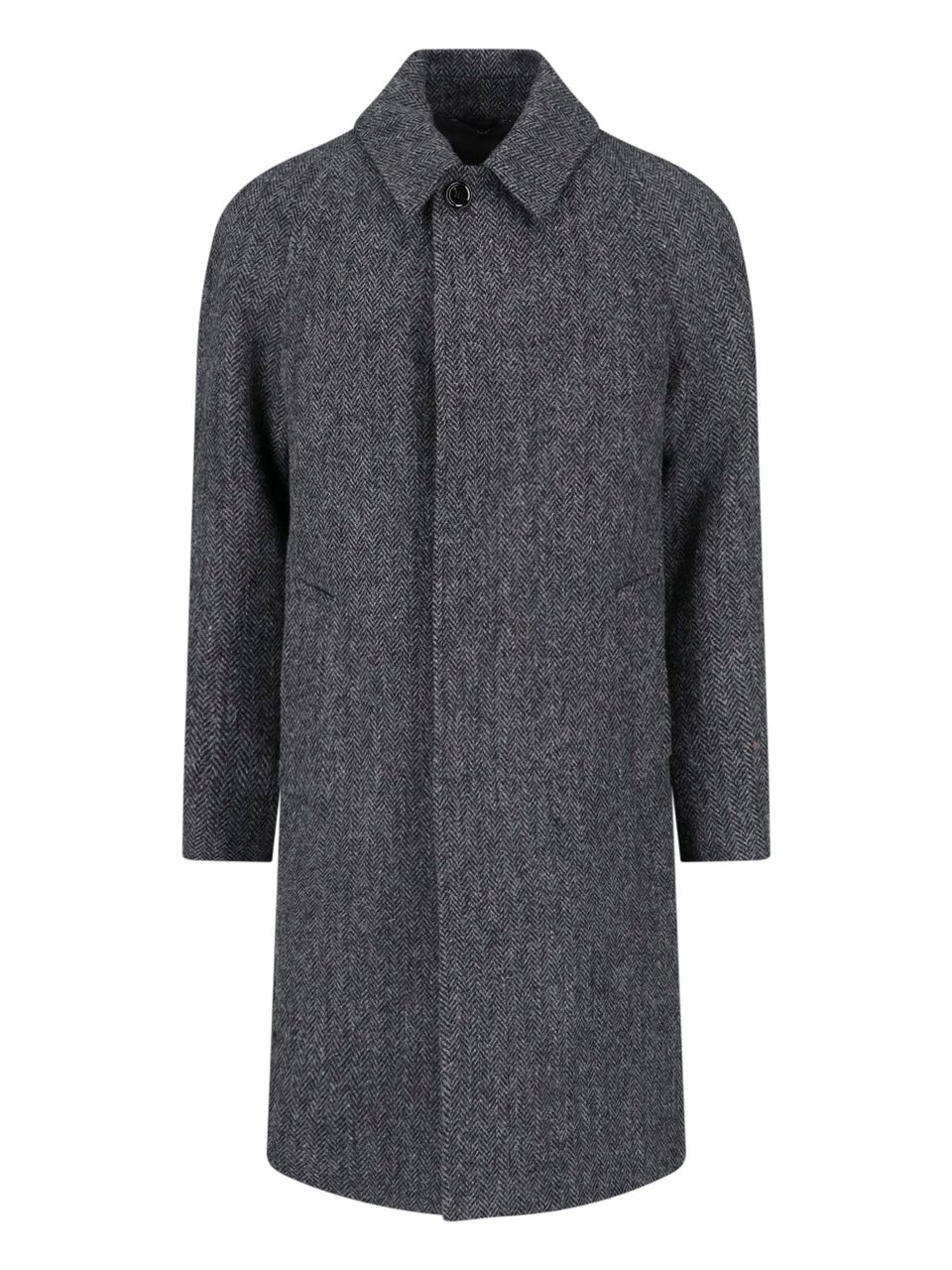 Lardini Mid-Length Wool Coat With Classic Collar And Button Closure Grijs