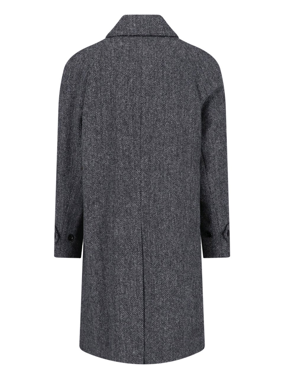Lardini Mid-Length Wool Coat With Classic Collar And Button Closure Grijs