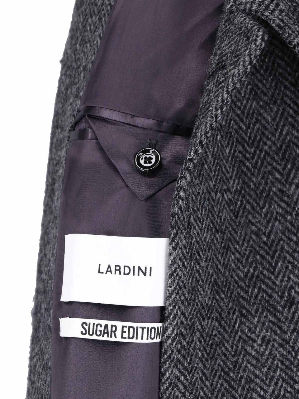Lardini Mid-Length Wool Coat With Classic Collar And Button Closure Grijs