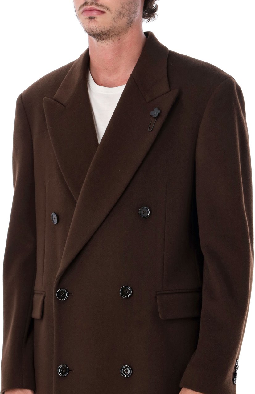 Lardini Double Breast Coat Marrone Bruin