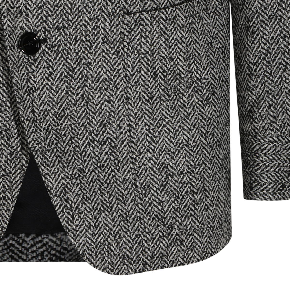 Lardini Textured Herringbone Jacket with Stand-up Collar Grijs