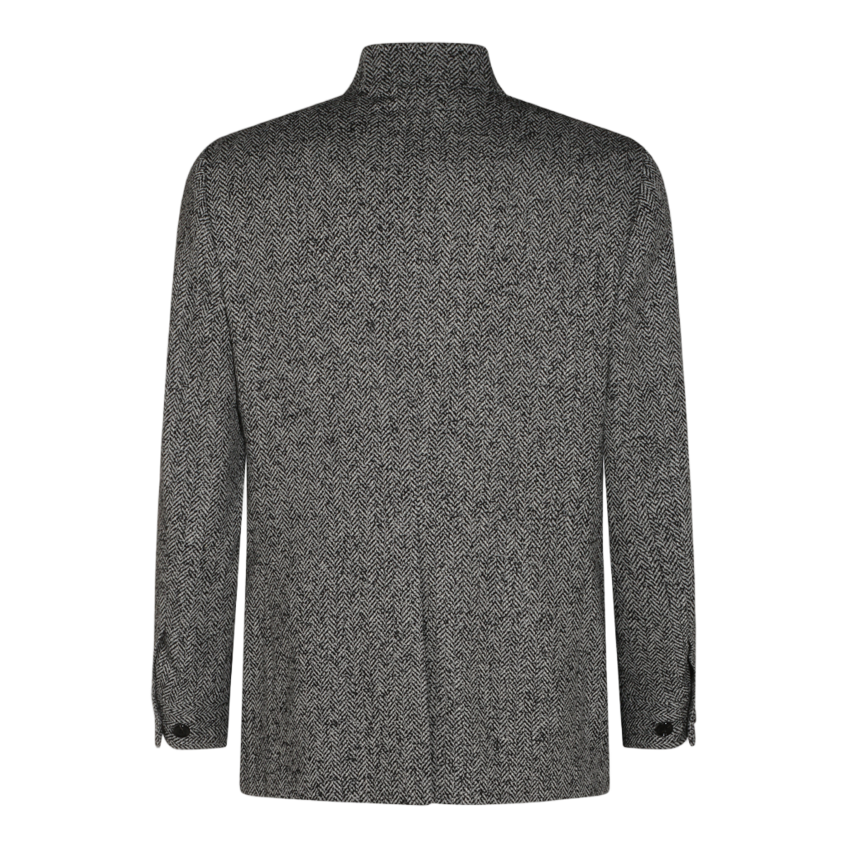 Lardini Textured Herringbone Jacket with Stand-up Collar Grijs