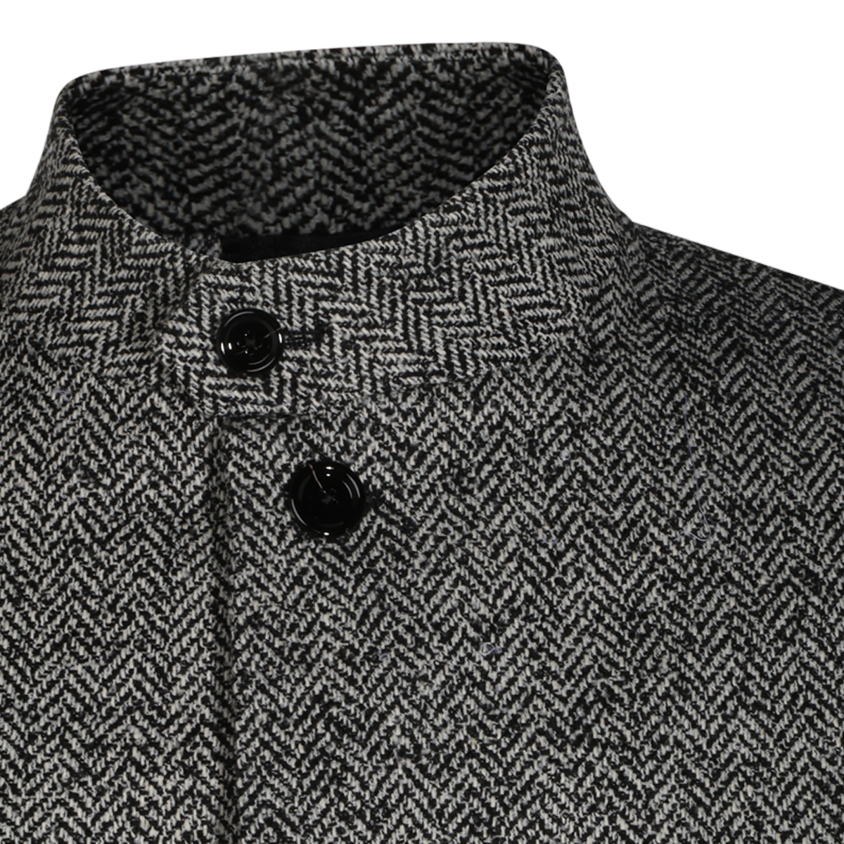 Lardini Textured Herringbone Jacket with Stand-up Collar Grijs