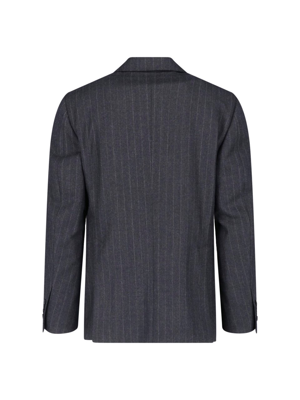 Lardini Double-Breasted Virgin Wool Suit With Pinstripe Design Grijs