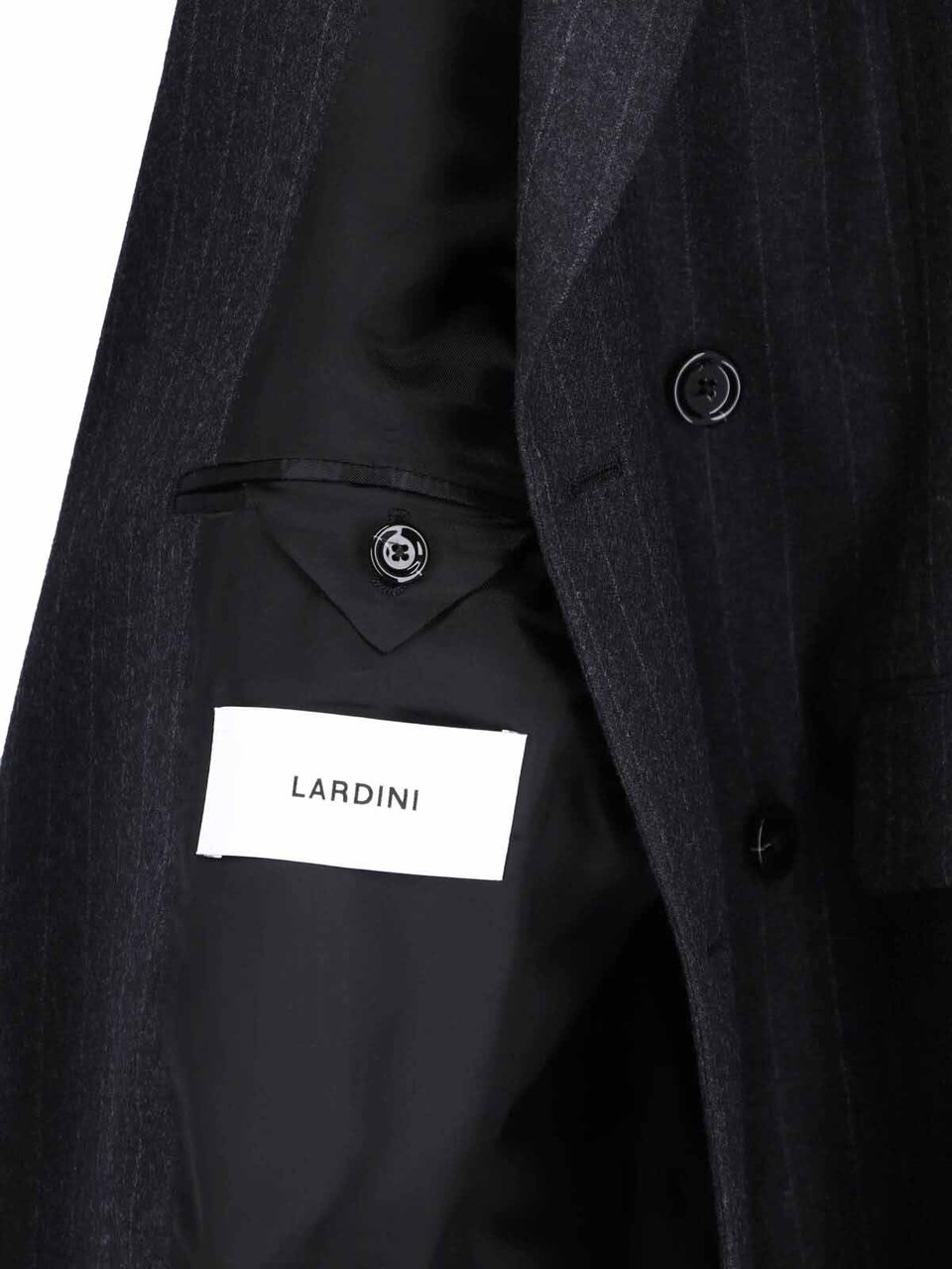 Lardini Double-Breasted Virgin Wool Suit With Pinstripe Design Grijs