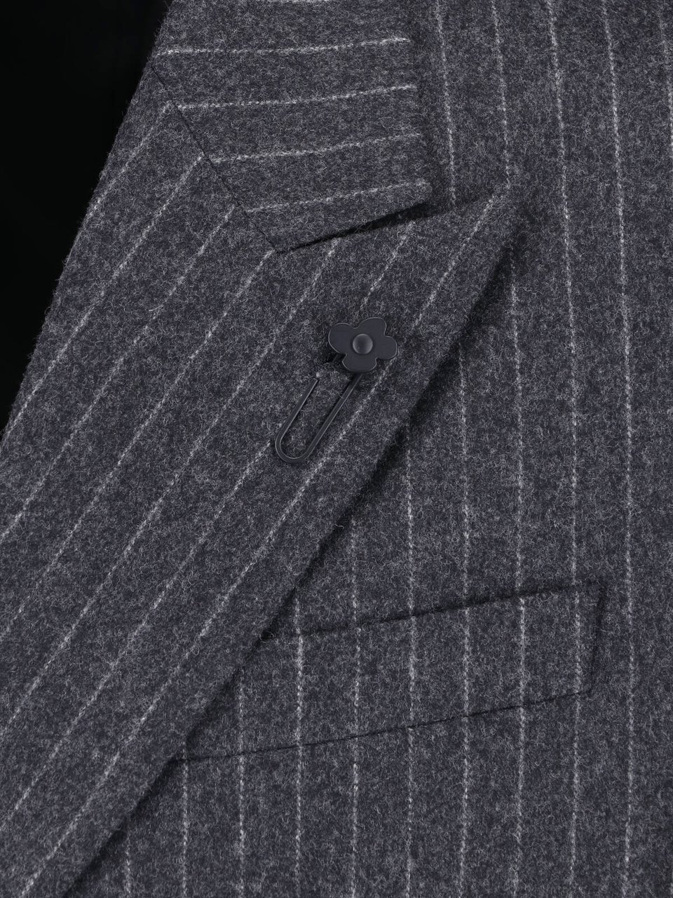 Lardini Double-Breasted Virgin Wool Suit With Pinstripe Design Grijs