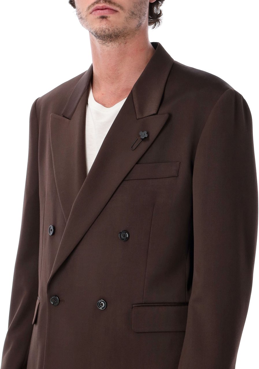 Lardini Suit Blazer Doppio Petto Pant Fondo 23Cm Marrone Bruin
