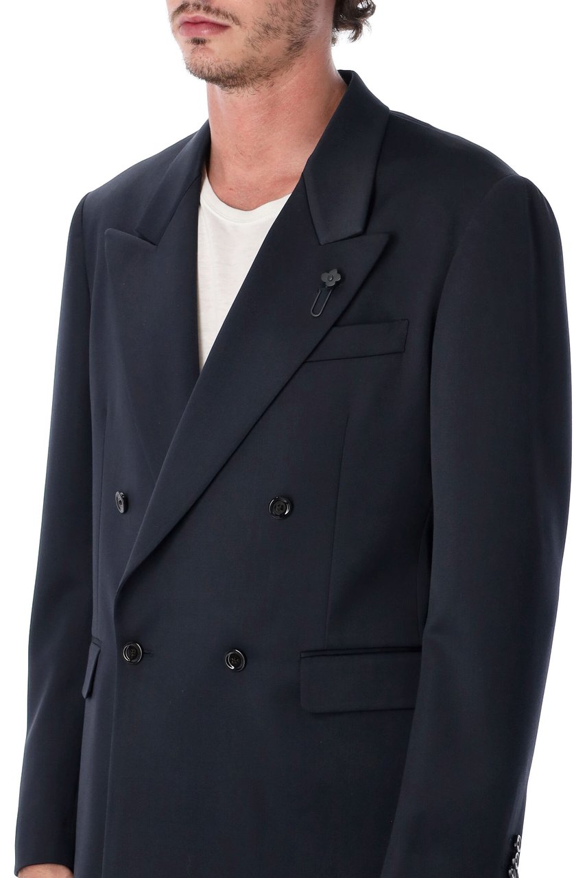 Lardini Suit Blazer Doppio Petto Pant Fondo 23Cm Blu Navy