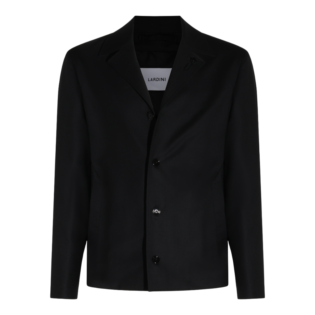 Lardini Tailored Black Jacket with Floral Pin Detail Zwart