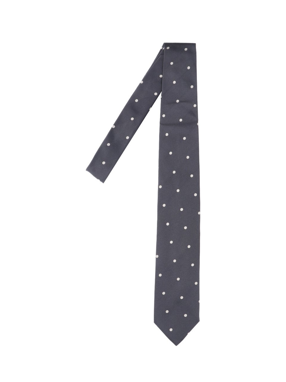 Lardini Silk Tie with White Polka Dots Grijs