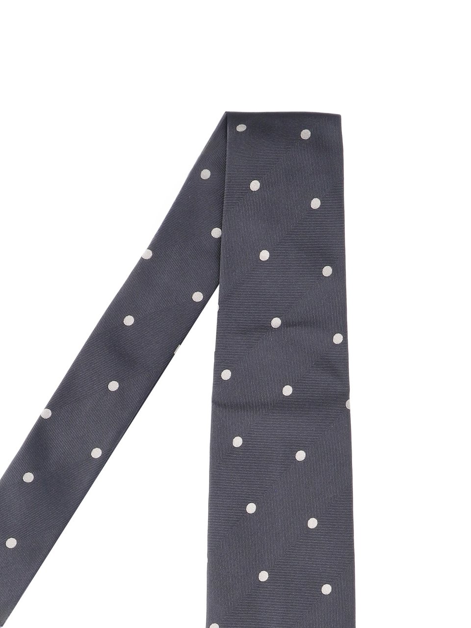 Lardini Silk Tie with White Polka Dots Grijs
