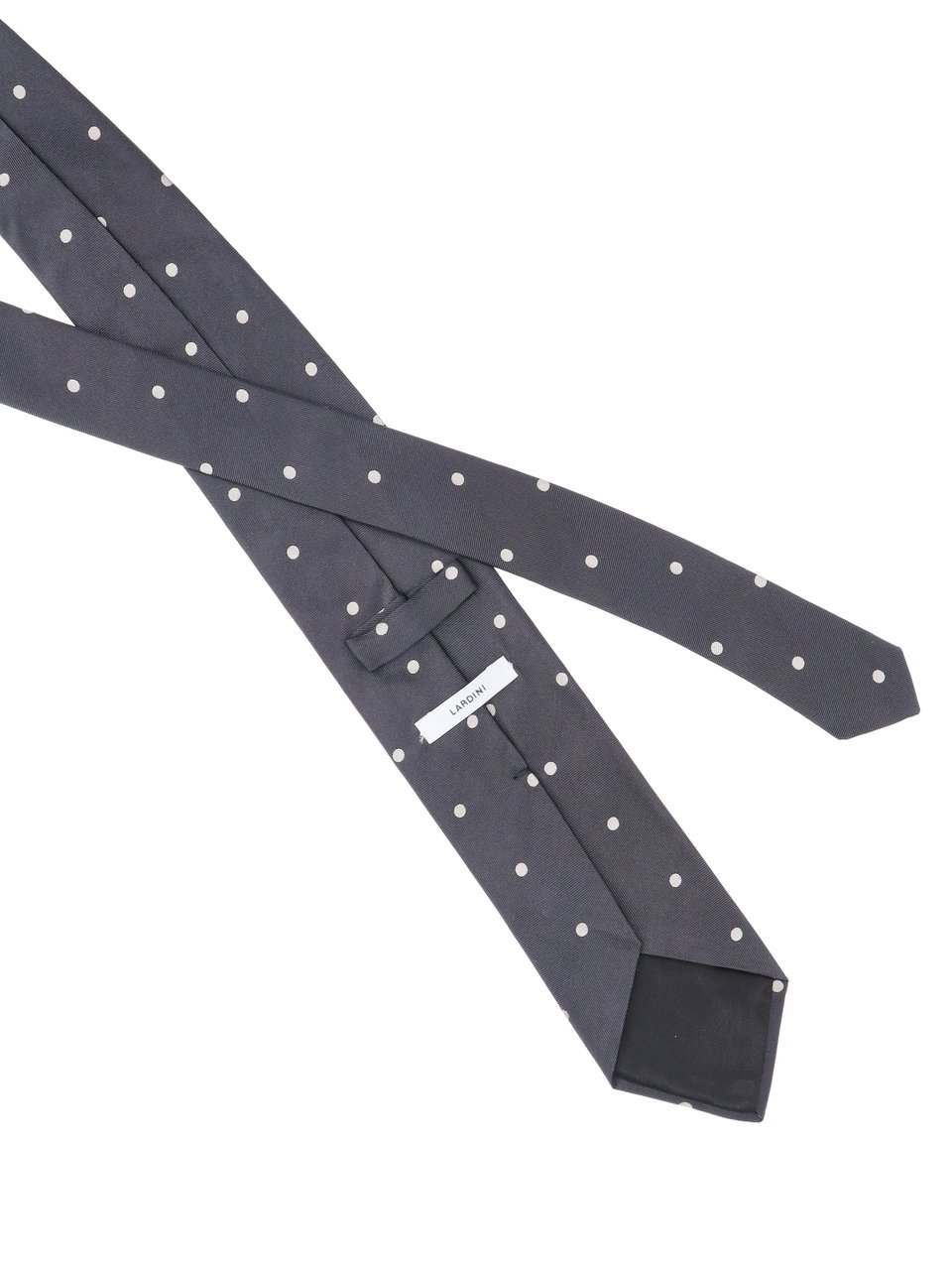 Lardini Silk Tie with White Polka Dots Grijs