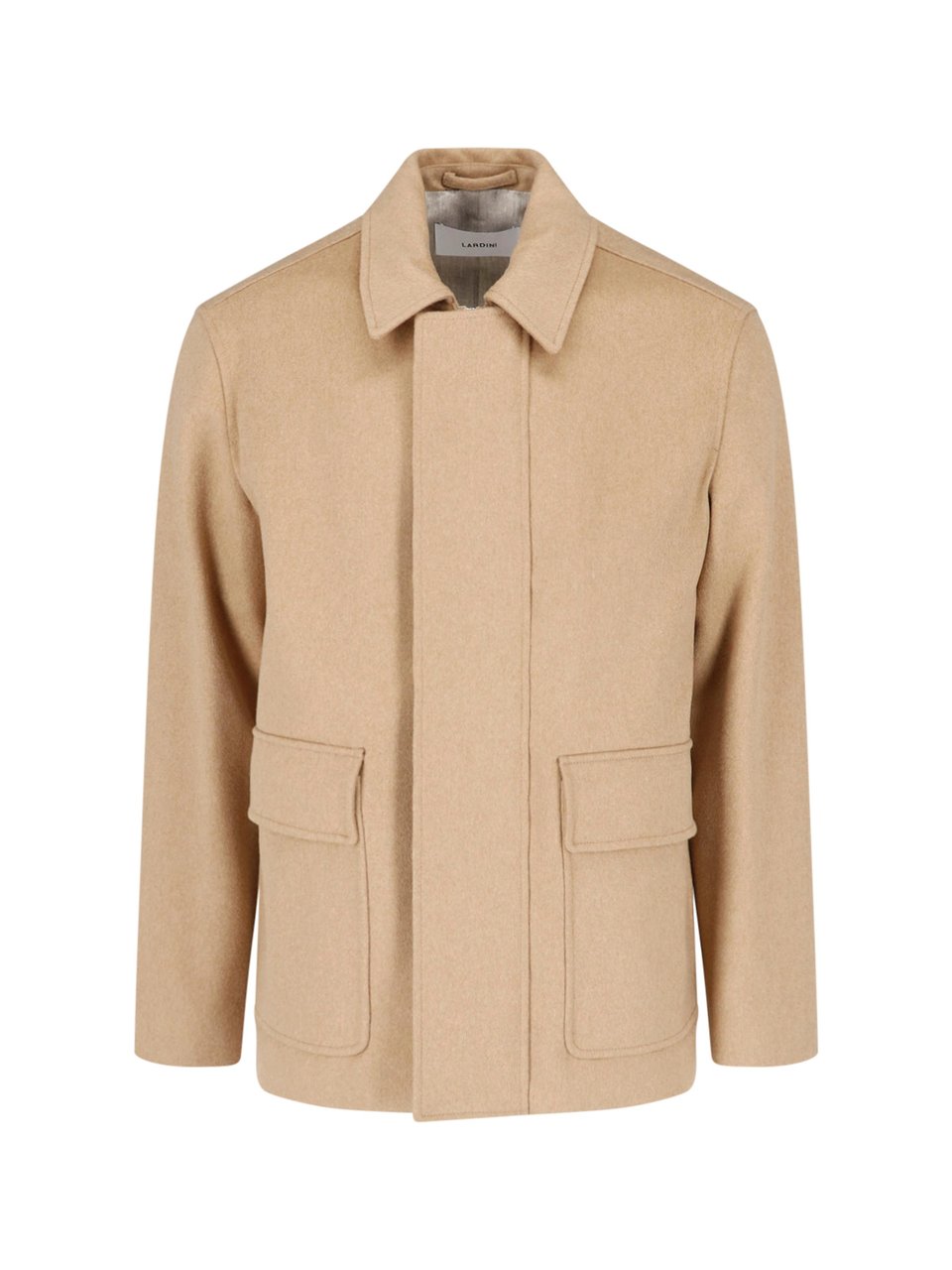 Lardini Classic Wool Jacket With Front Zip And Button Closure Bruin