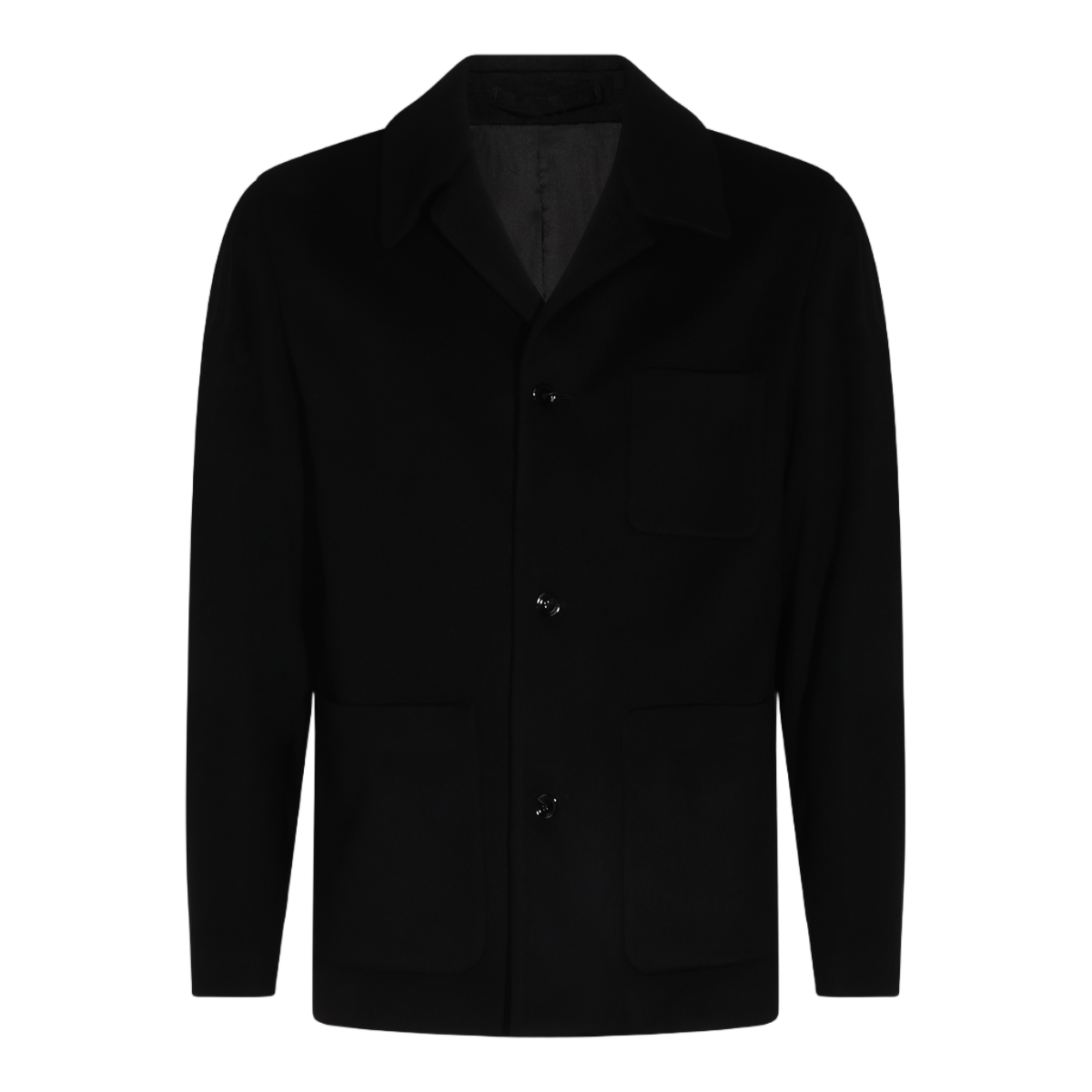 Lardini Straight-Cut Black Jacket with Classic Collar Zwart
