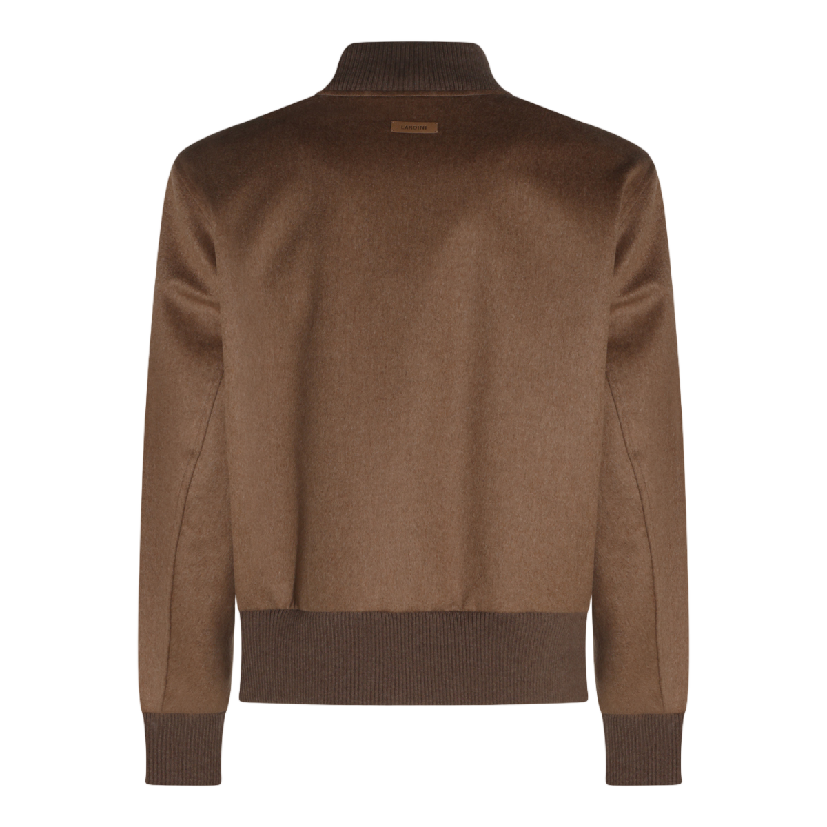 Lardini Bomber Jacket with Ribbed Cuffs and Smooth Texture Bruin