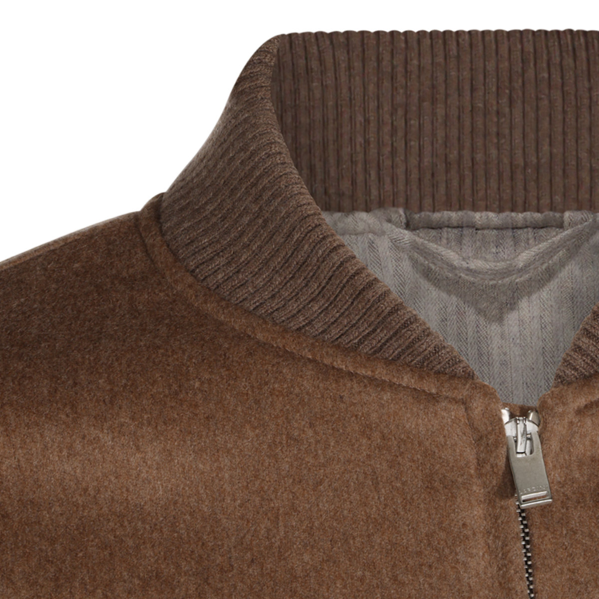 Lardini Bomber Jacket with Ribbed Cuffs and Smooth Texture Bruin