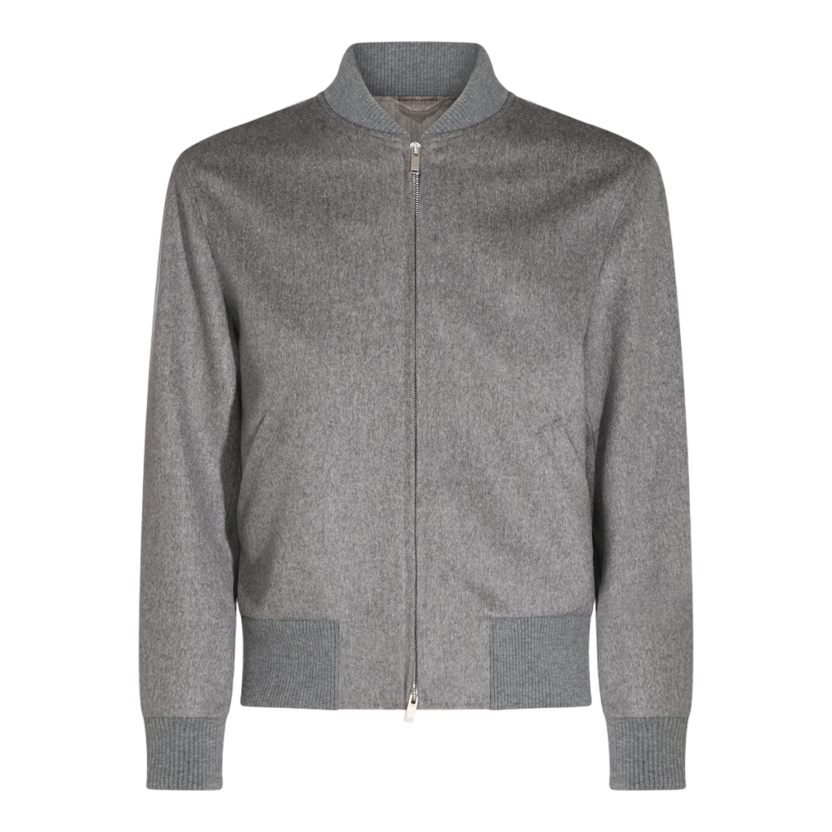Lardini Textured Fabric Casual Jacket with Ribbed Details Grijs