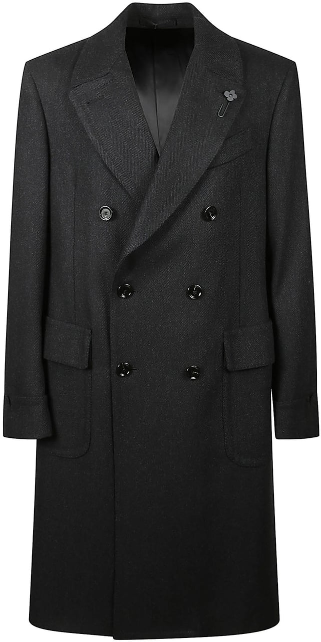 Lardini Ulster Coat Black Zwart