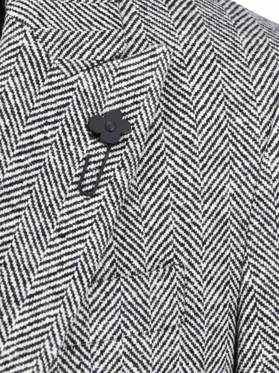 Lardini Double-Breasted Grey Virgin Wool Lardini Coat Grijs