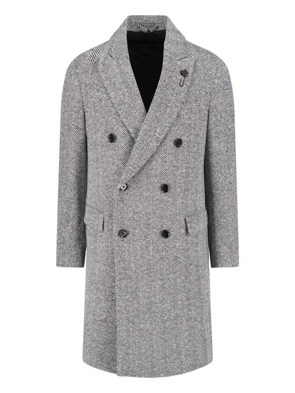 Lardini Double-Breasted Grey Virgin Wool Lardini Coat Grijs
