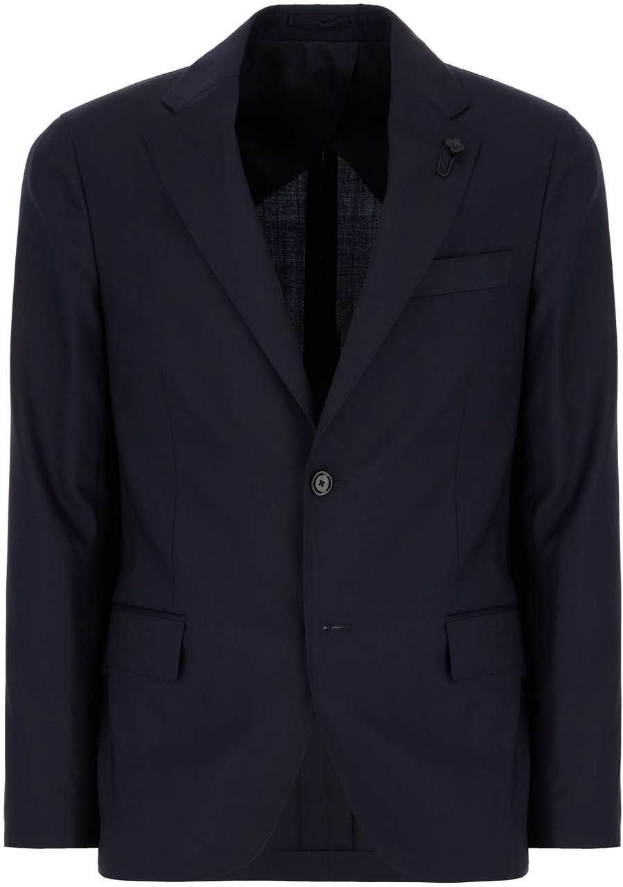 Lardini Midnight blue wool suit Blauw