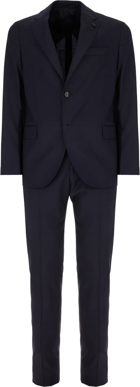 Lardini Midnight blue wool suit Blauw