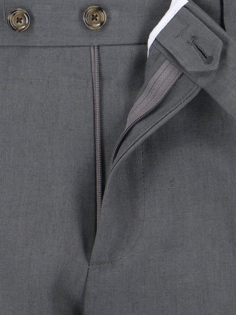 Lardini Double-breasted Linen Suit Grey Grijs