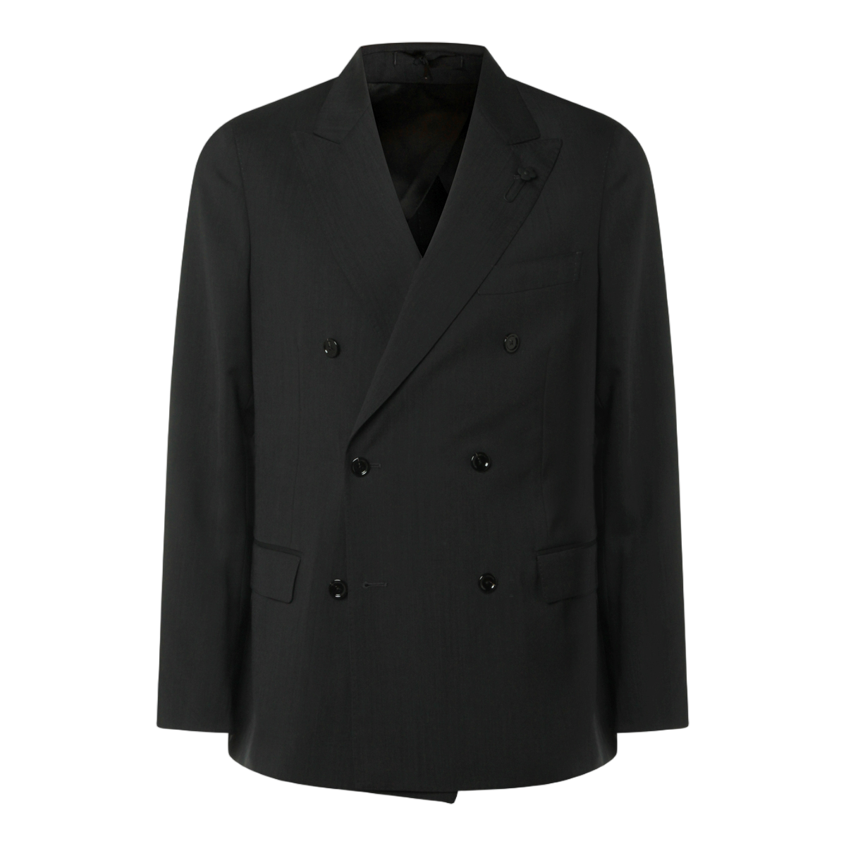 Lardini Double-Breasted Black Blazer with Structured Silhouette Zwart