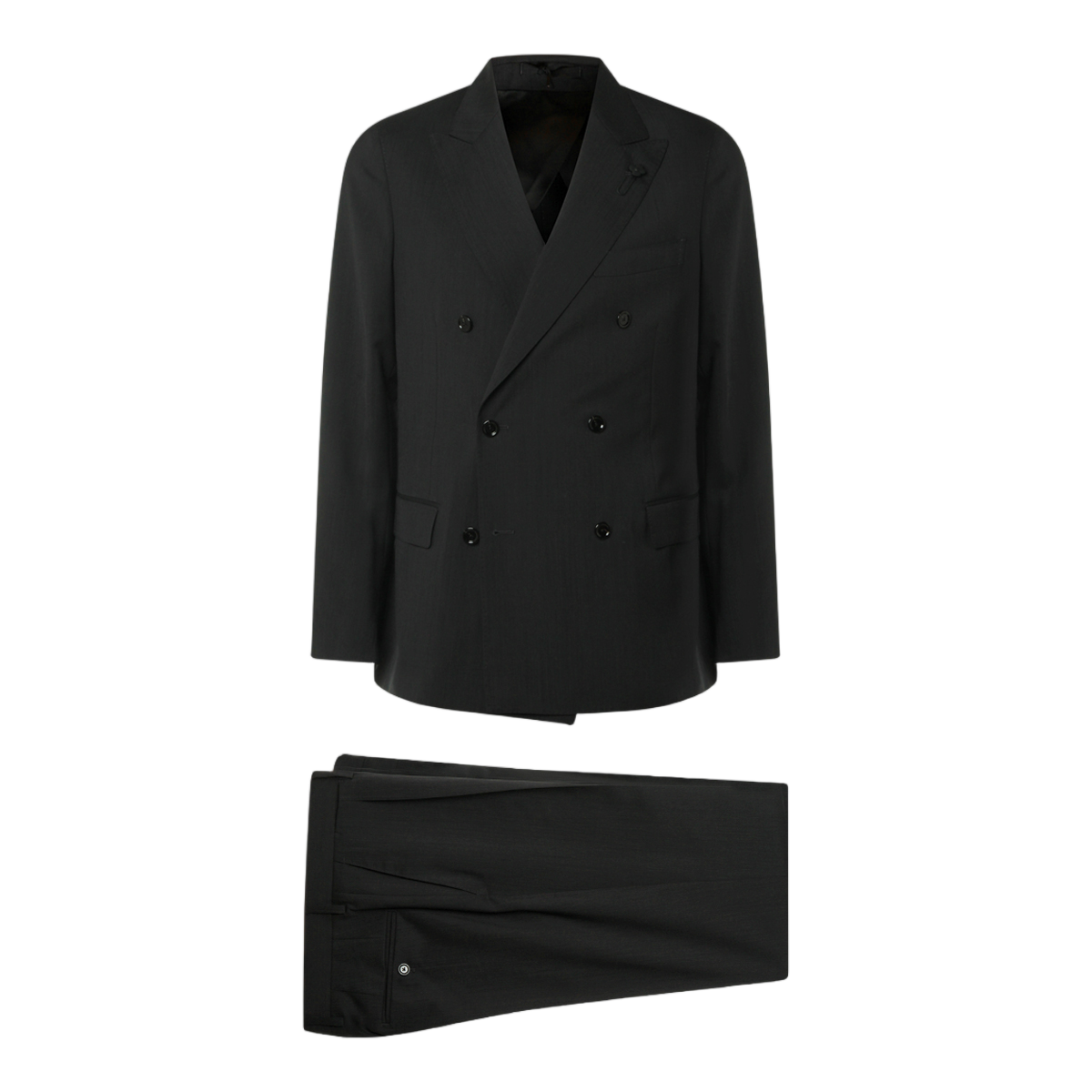 Lardini Double-Breasted Black Blazer with Structured Silhouette Zwart