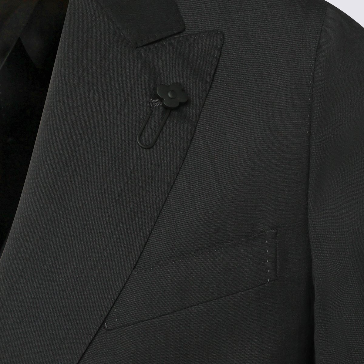 Lardini Double-Breasted Black Blazer with Structured Silhouette Zwart