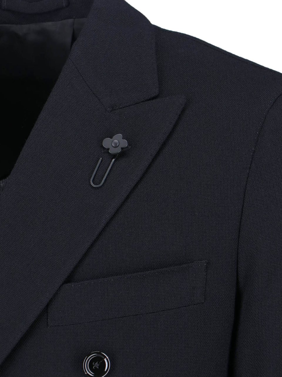 Lardini Double-breasted Blazer Black Zwart