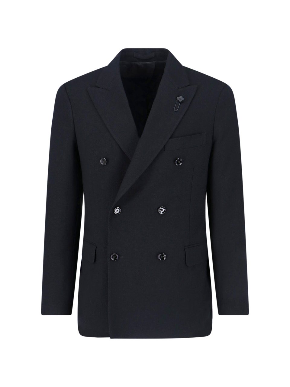Lardini Double-breasted Blazer Black Zwart