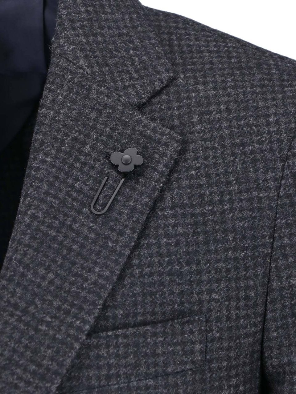 Lardini Black Cotton Single Breasted Blazer Zwart