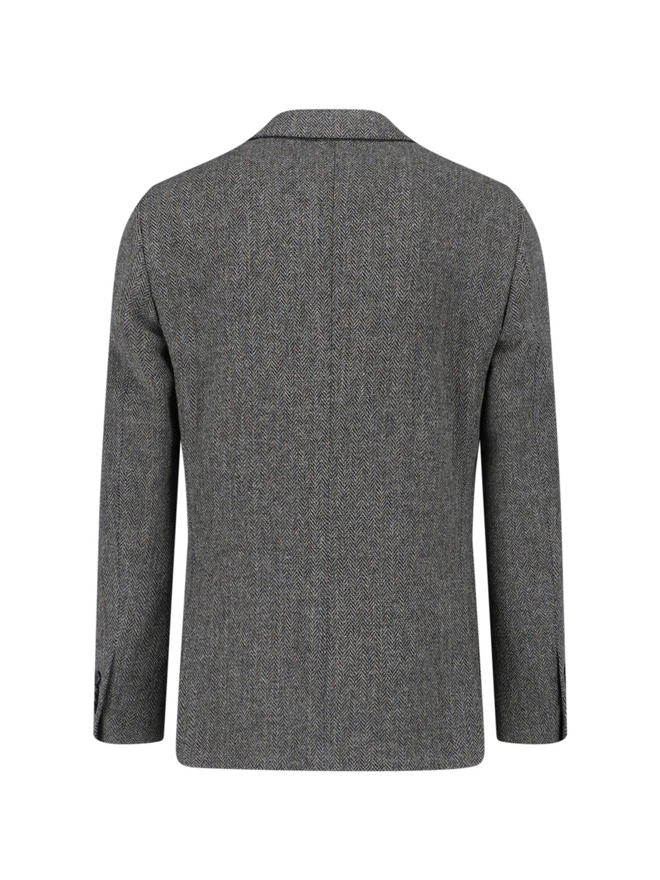 Lardini Grey Wool-Blend Herringbone Single Breasted Blazer Grijs